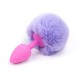 Розовая силиконовая особиста пробка с голубым хвостиком Silicone Fur Tail Plug