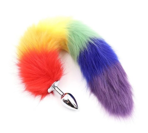 особиста пробка с пышным хвостом Metal Plug Rainbow Tail Large