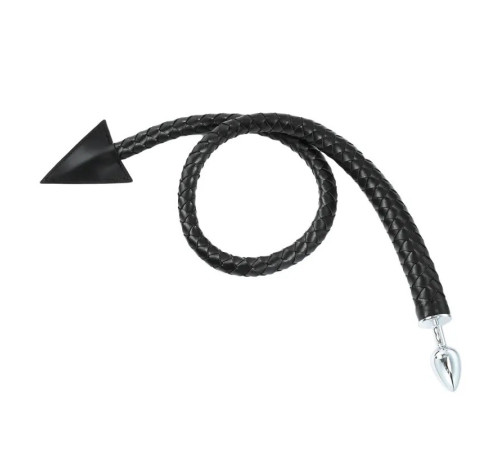 особиста пробка с длинным черным хвостом Leather Tail with Metal Plug