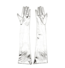 Длинные перчатки по локоть Fetish Five Fingers Gloves Silver