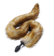 Черная силиконовая особиста пробка с длинным хвостом Silicone Butt Plug Fox Tail