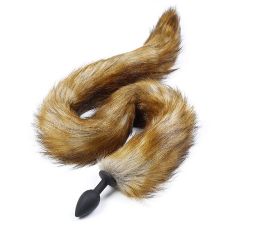 Черная силиконовая особиста пробка с длинным хвостом Silicone Butt Plug Fox Tail