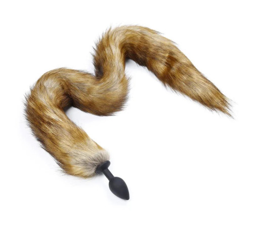 Черная силиконовая особиста пробка с длинным хвостом Silicone Butt Plug Fox Tail