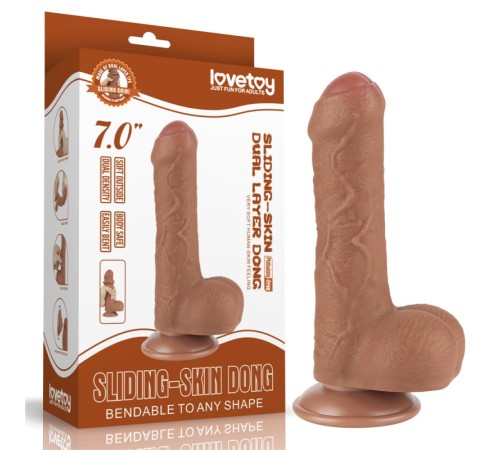 Фаллоимитатор на присоске Sliding Skin Dual Layer Dong Brown 7.0