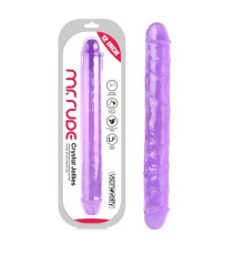 Фаллоимитатор двойной Mr. Rude Crystal Jellies Realistic Double-ended Dildo Purple 12.0