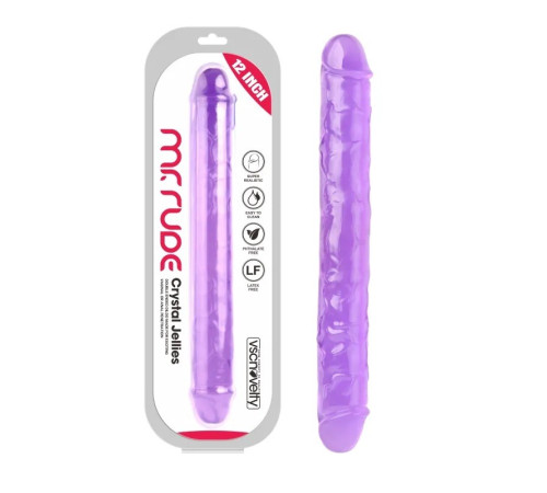 Фаллоимитатор двойной Mr. Rude Crystal Jellies Realistic Double-ended Dildo Purple 12.0