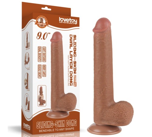 Фаллоимитатор на присоске Sliding Skin Dual Layer Dong Brown 9.0