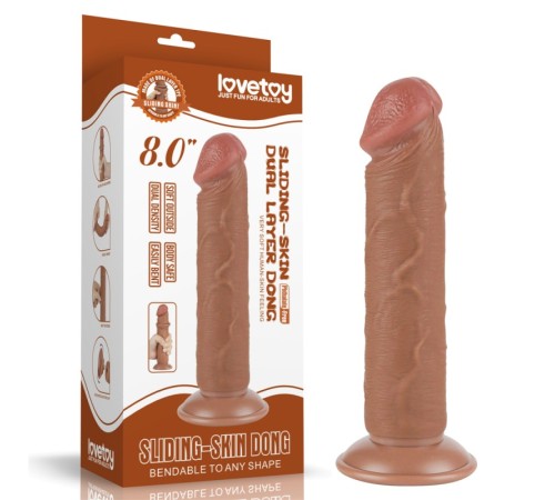 Фаллоимитатор на присоске Sliding Skin Dual Layer Dong Brown 8.0