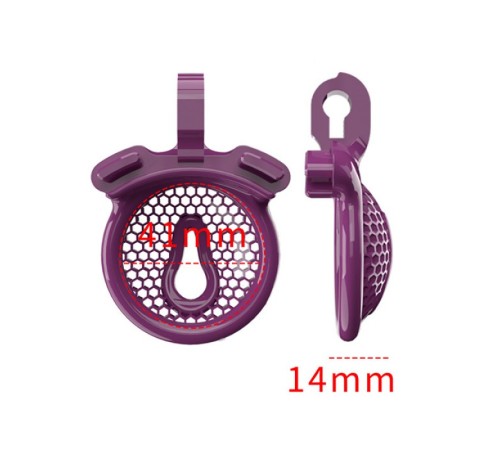 Мужской пояс верности 3D Mini Chastity Cage ZX-1Z Flat Ring Arc-shaped ring Purple