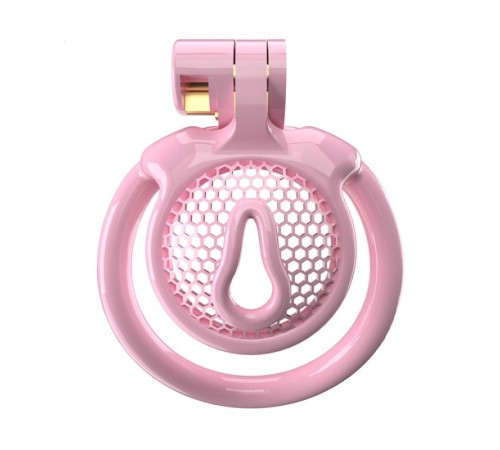 Мужской пояс верности 3D Mini Chastity Cage ZX-1Z Flat Ring Arc-shaped ring Pink