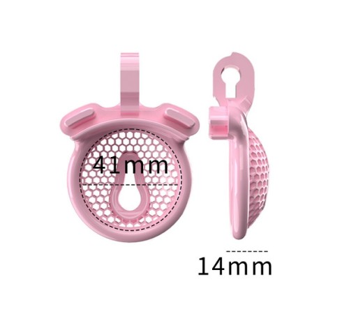 Мужской пояс верности 3D Mini Chastity Cage ZX-1Z Flat Ring Arc-shaped ring Pink