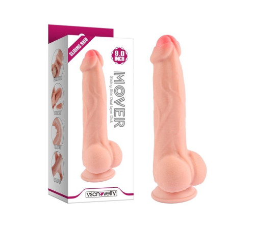 Фаллоимитатор на присоске Sliding Skin Dual layer Dick 9.0