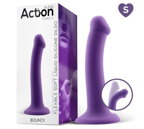 ACTION BOUNCY LIQUID SILICONE DILDO HIPER FLEXIBLE 6.5 - 16.5 CM SIZE S PURPLE