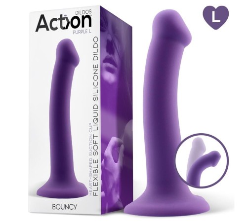 ACTION BOUNCY LIQUID SILICONE DILDO HIPER FLEXIBLE 7.5 - 19 CM SIZE L PURPLE