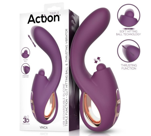 Масажер для женщин Action Vinca Triple Function Clit Hitting Ball Thrusting Vibration