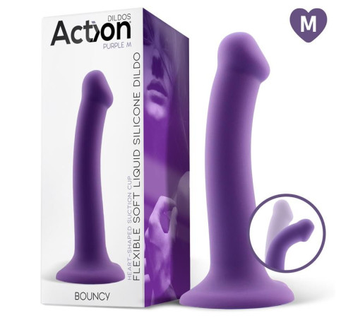 ACTION BOUNCY LIQUID SILICONE DILDO HIPER FLEXIBLE 7.0 - 18 CM SIZE M PURPLE