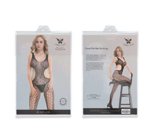 жіночий комбинезон Floral Flirt Net Stockings Black