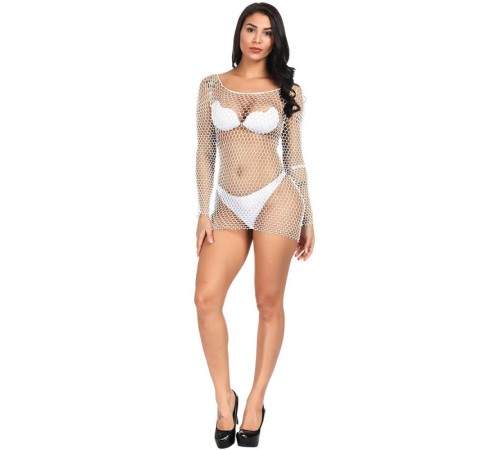 жіночий пеньюар в сетку Lust Prison Mesh Lingerie White