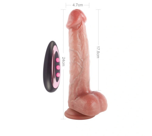 Масажер на присоске Dual-Layered Nature-Feel Remote Control Thrusting Silicone Dildo 9.5