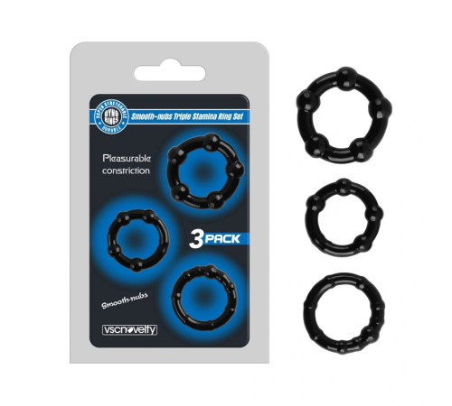 Набор эрекционных колец Smooth-nubs Triple Stamina Ring Set Black