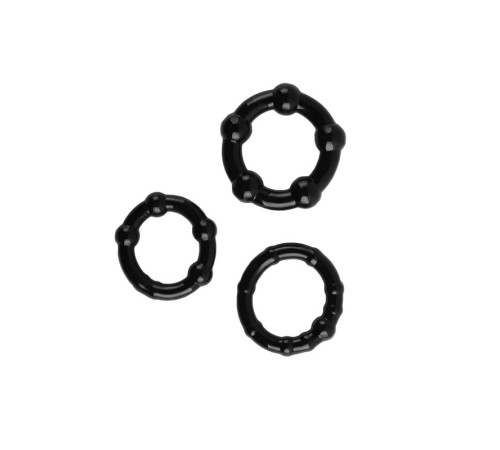 Набор эрекционных колец Smooth-nubs Triple Stamina Ring Set Black