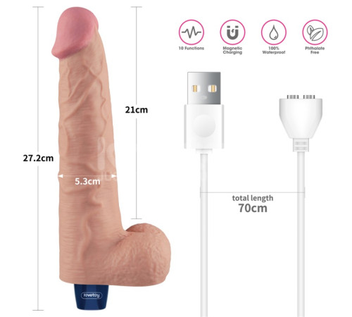 Мультискоростной вибратор Real Softee Rechargeable Vibrating Dildo 10.5