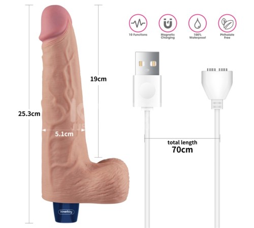 Мультискоростной вибратор Real Softee Rechargeable Vibrating Dildo 10.0