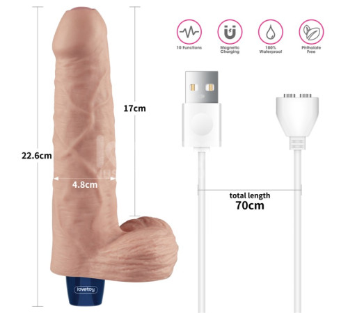 Мультискоростной вибратор Real Softee Rechargeable Vibrating Dildo 9.0