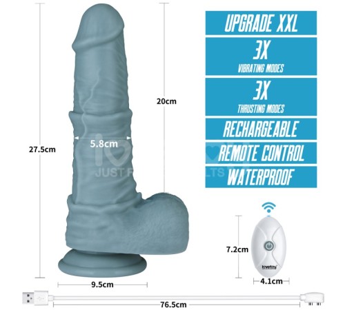 Силиконовый вибратор на присоске Rechargeable Thrusting Vibrating Dildo 11.0