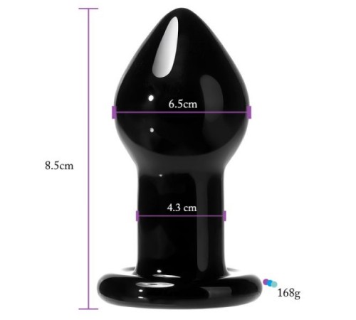 Glass Anal Plug -Black