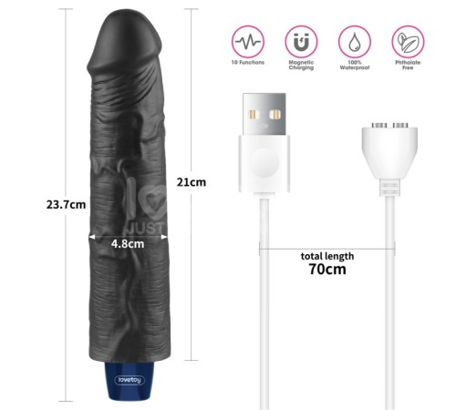 REAL SOFTEE Rechargeable Vibrating Dildo(Black) 9.5