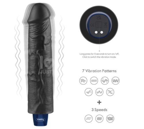 REAL SOFTEE Rechargeable Vibrating Dildo(Black) 9.5