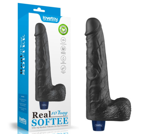 REAL SOFTEE Rechargeable Vibrating Dildo(Black) 10.0