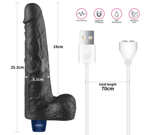 REAL SOFTEE Rechargeable Vibrating Dildo(Black) 10.0