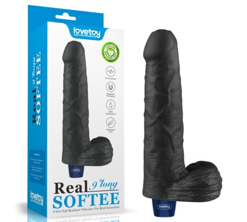 REAL SOFTEE Rechargeable Vibrating Dildo(Black) 9.0