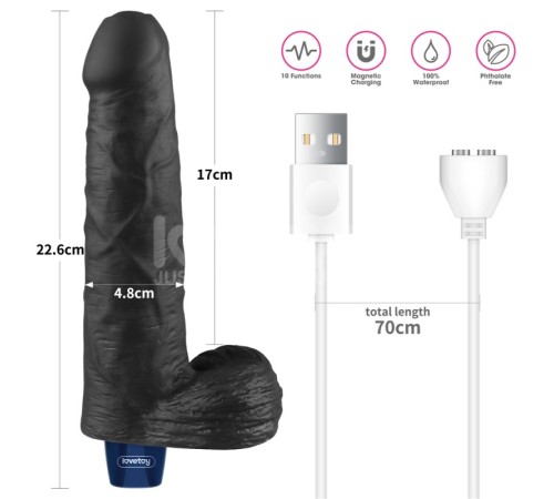 REAL SOFTEE Rechargeable Vibrating Dildo(Black) 9.0