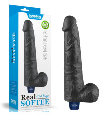 REAL SOFTEE Rechargeable Vibrating Dildo(Black) 10.5