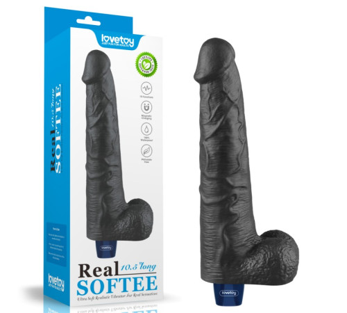 REAL SOFTEE Rechargeable Vibrating Dildo(Black) 10.5