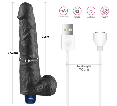 REAL SOFTEE Rechargeable Vibrating Dildo(Black) 10.5