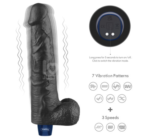 REAL SOFTEE Rechargeable Vibrating Dildo(Black) 10.5