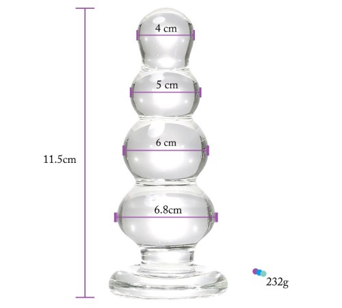 Glass Anal Bead -Clear 4.5