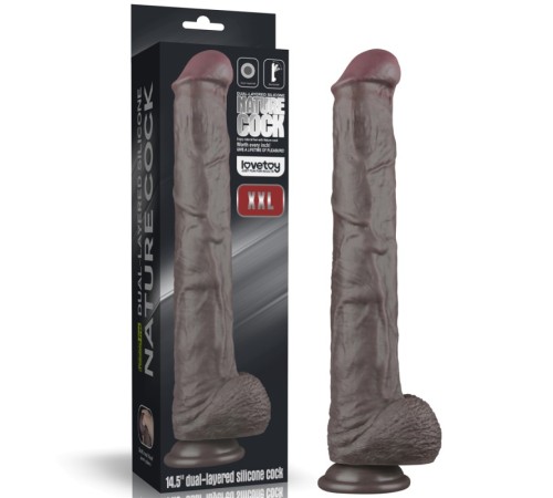 Dual Layered Bendable Silicone Cock XXL(Black) 14.5