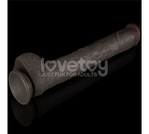 Dual Layered Bendable Silicone Cock XXL(Black) 14.5