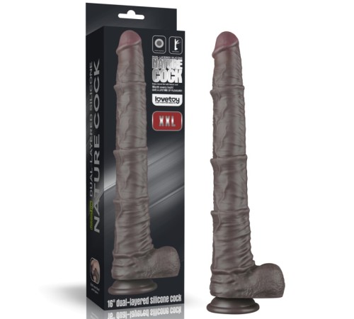 Dual Layered Bendable Silicone Cock XXL(Black) 16.0