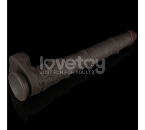 Dual Layered Bendable Silicone Cock XXL(Black) 16.0