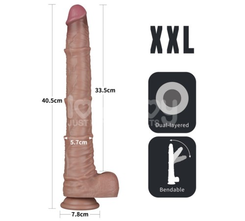 Фаллоимитатор гигант Dual Layered Bendable Silicone Cock XXL Flesh 16.0