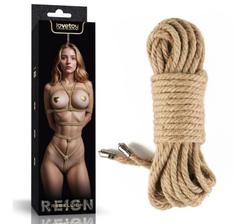 Веревка для связывания Rebellion Reign Rustic Hemp Bondage Rope, 10 метров