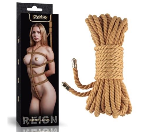 Веревка для связывания Rebellion Reign Natural Knot Bondage Rope, 10 метров