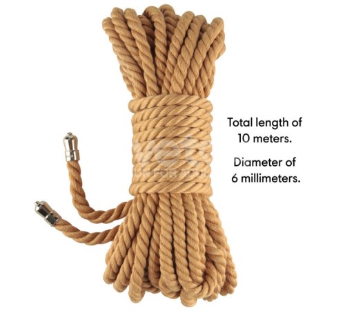 Веревка для связывания Rebellion Reign Natural Knot Bondage Rope, 10 метров