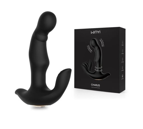 Wy0512 CHARLES-Silicone 10 Stimulation Patterns Vibrating Prostate Massager with Rotating Beads for Male